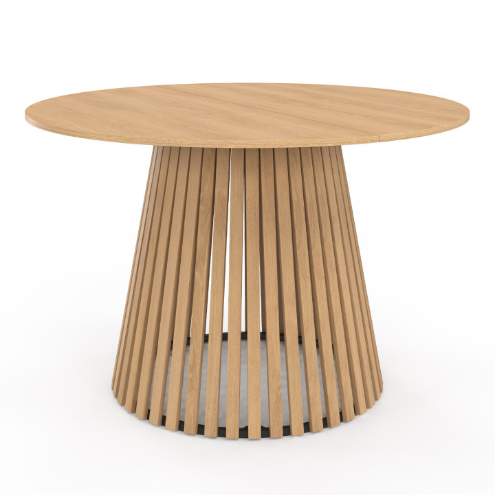 Ronde 6-persoons eettafel met houten poten, latten en blad - CARMEN | ID Market
