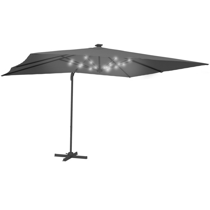 Parasol basculante giratorio 360° CALVI LED gris 3x4 M off-set con cubierta Parasol basculante giratorio 360° CALVI LED gris 3x4 M off-set con cubierta