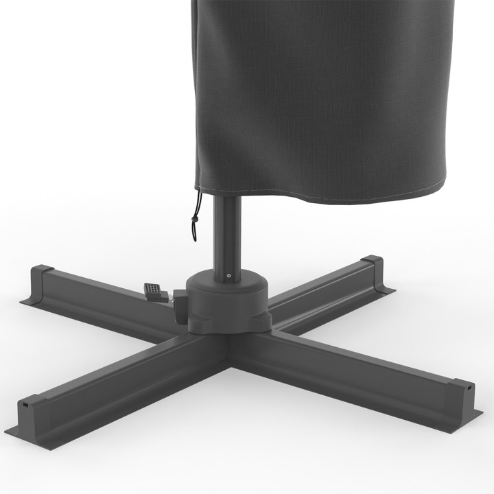 CALVI LED grijs 3x4 M off-set 360° draaibaar zonnescherm met afdekking
