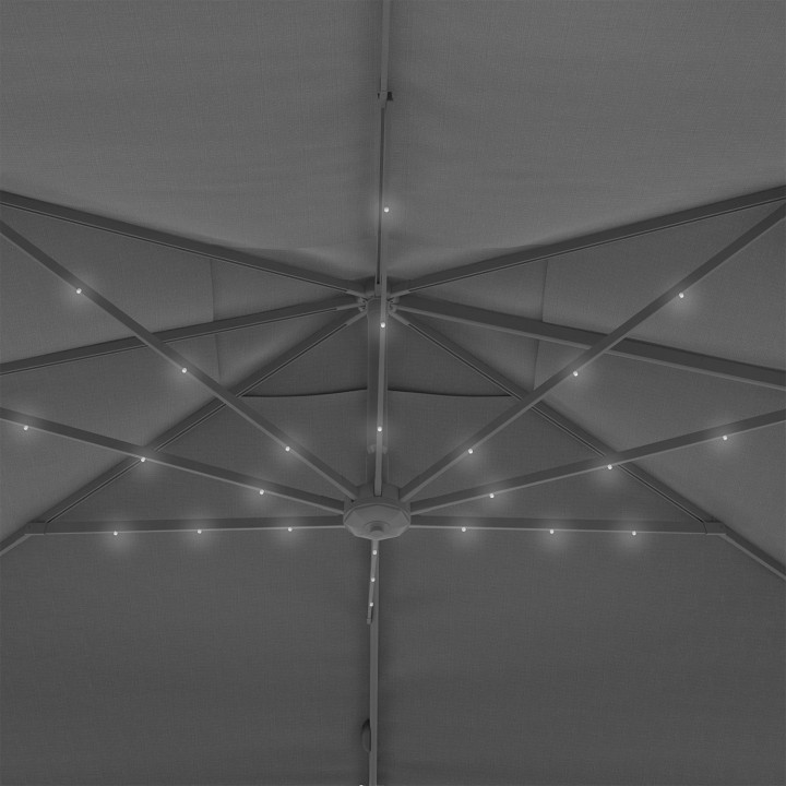 Parasol basculante giratorio 360° CALVI LED gris 3x4 M off-set con cubierta Parasol basculante giratorio 360° CALVI LED gris 3x4 M off-set con cubierta