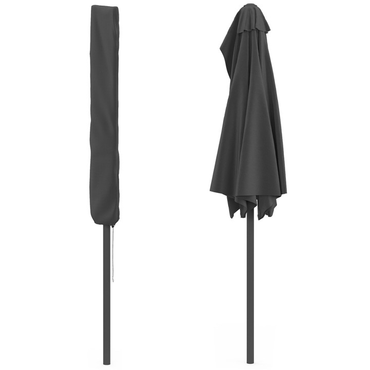 Demi parasol de balcon CORTE gris 2,7x1,35 M avec housse