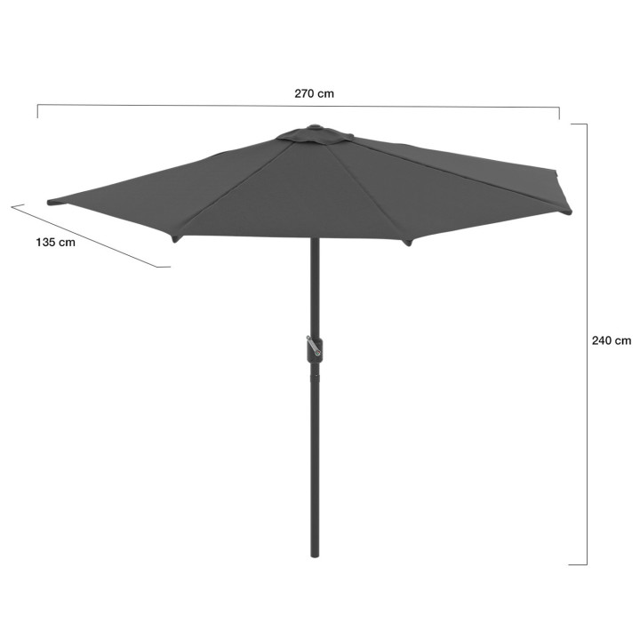 Halber Balkon-Sonnenschirm Strand CORTE grau 2,7x1,35 M mit Hülle