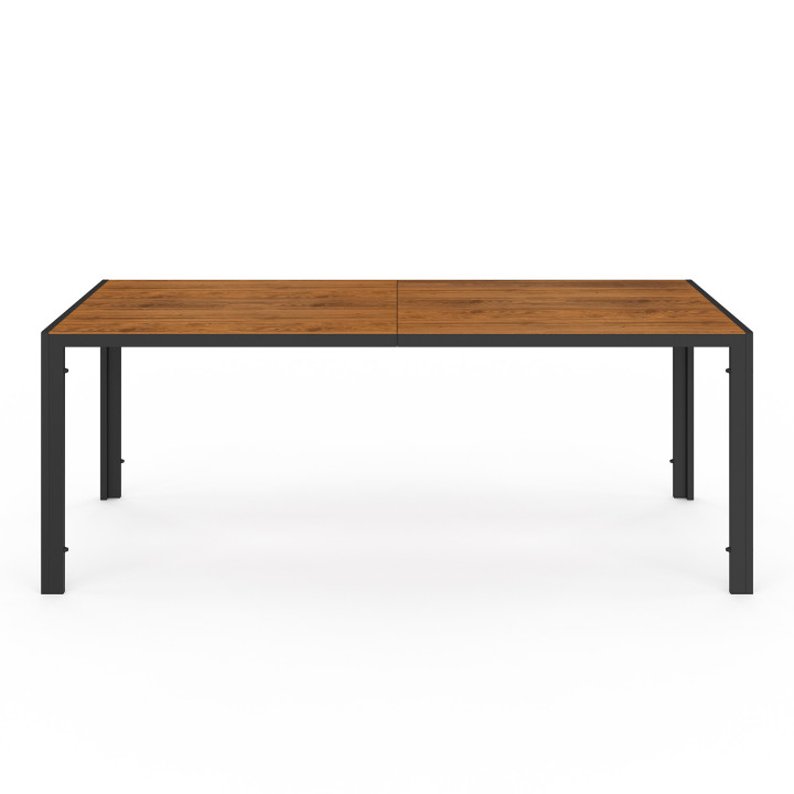 Conjunto de muebles de jardín mesa 190cm, tablero efecto madera y 8 sillas apilables - NOUMEA | ID Market