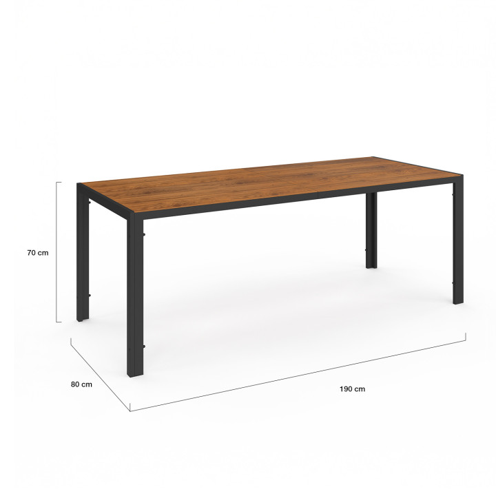 Set di mobili da giardino 190 cm con piano in legno e 8 sedie impilabili - NOUMEA | ID Market