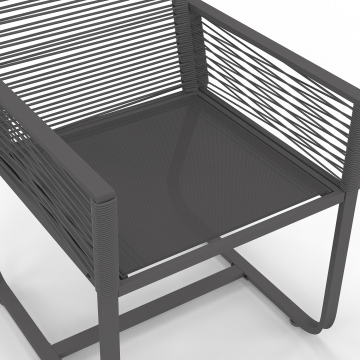 Sillones de jardín de metal y cuerda gris - ODESSA | ID Market