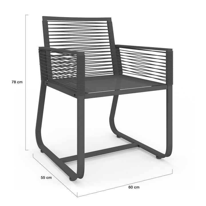 Tuinstoelen van metaal en grijs koord - ODESSA | ID Market