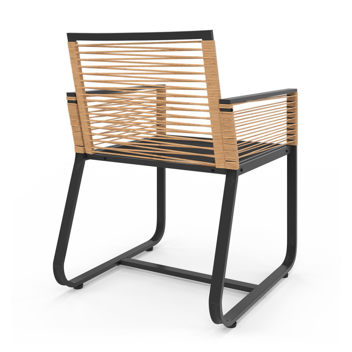 Zwart metalen en licht rotan tuinstoelen - ODESSA | ID Market