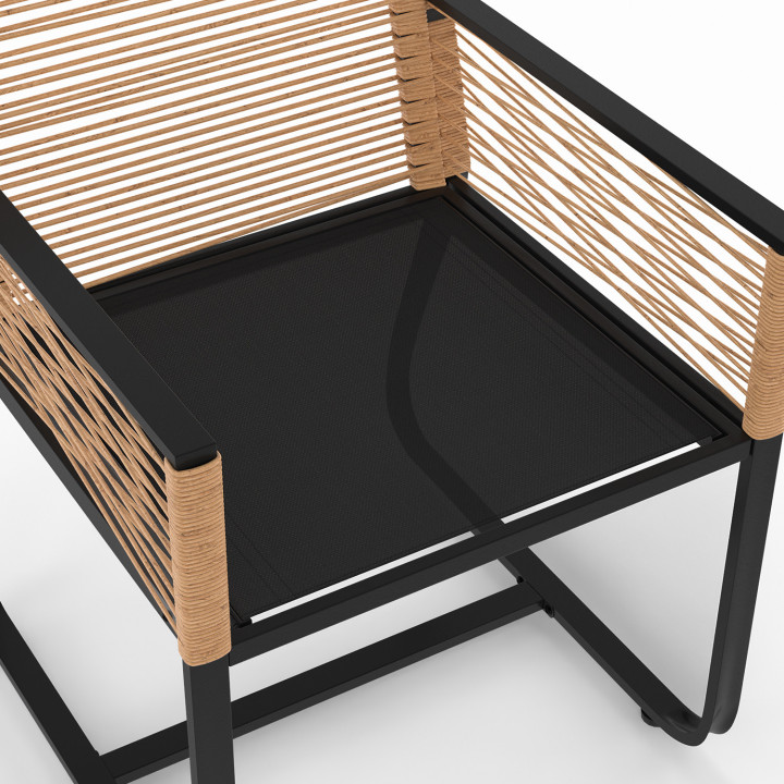 Zwart metalen en licht rotan tuinstoelen - ODESSA | ID Market