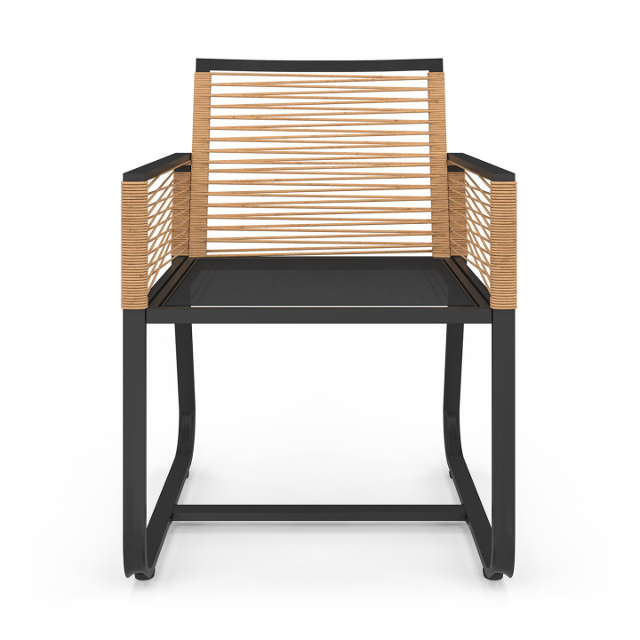Zwart metalen en licht rotan tuinstoelen - ODESSA | ID Market