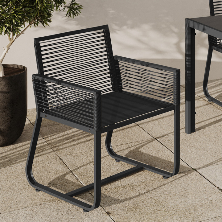 Tuinstoelen van metaal en zwart koord - ODESSA | ID Market