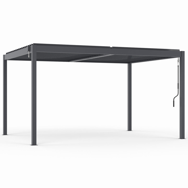 Pergola bioclimatique avec lames orientables 3x4 M aluminium gris anthracite | ID Market