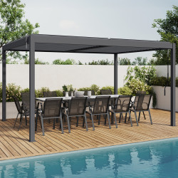 Bioklimatische Pergola mit verstellbaren Lamellen 3x4 M Stahl anthrazitgrau | ID Market