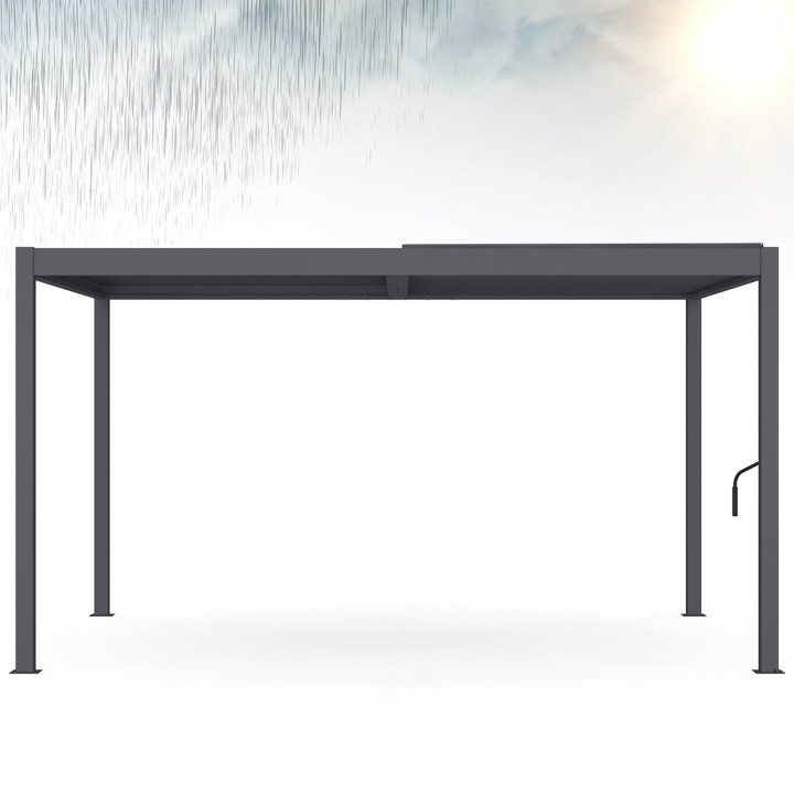 Pergola bioclimatique avec lames orientables 3x4 M aluminium gris anthracite | ID Market