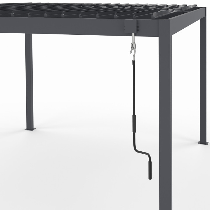 Pergola bioclimatica a lamelle orientabili 3x4 M in acciaio grigio antracite | ID Market