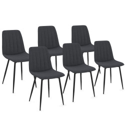 16664 - 6 chaises en tissu gris foncé Lot de 6 chaises MIRA en tissu gris foncé pour salle à manger