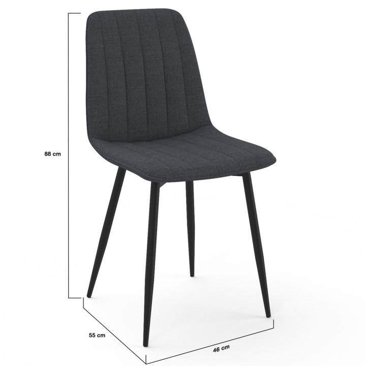 Set van 6 donkergrijze stoffen eetkamerstoelen - MIRA | ID Market