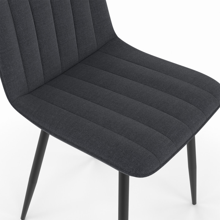Set van 6 donkergrijze stoffen eetkamerstoelen - MIRA | ID Market