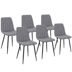 16665 - 6 chaises en tissu gris clair Lot de 6 chaises MIRA en tissu gris clair pour salle à manger