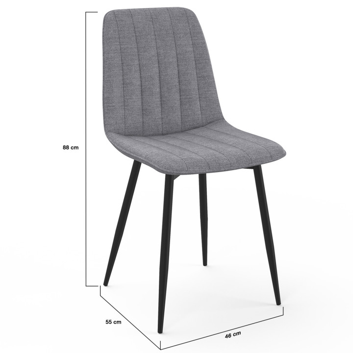 Set van 6 lichtgrijze stoffen eetkamerstoelen - MIRA | ID Market
