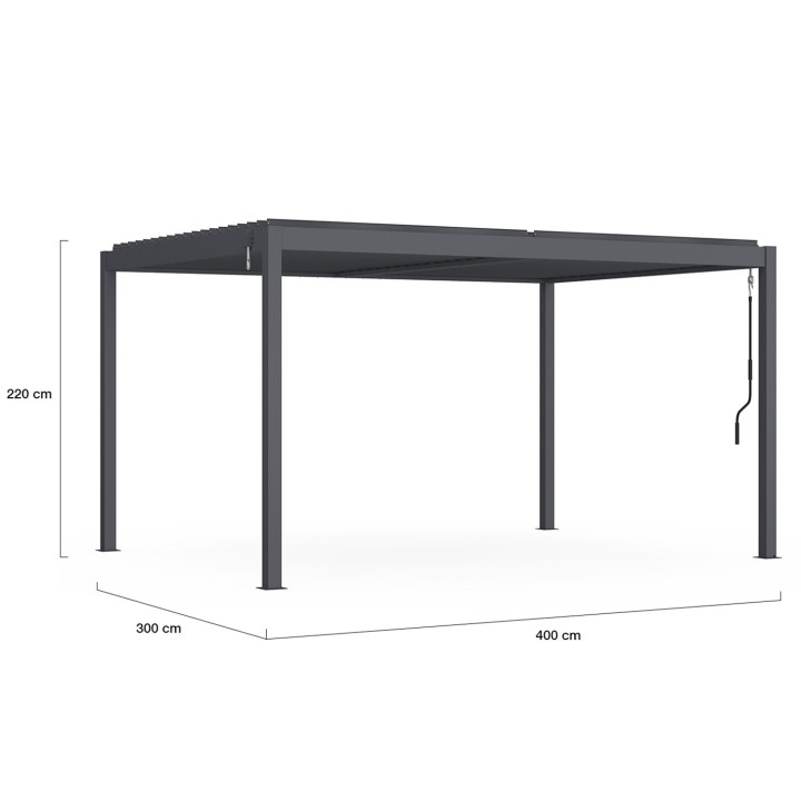 Pergola bioclimatique avec lames orientables 3x4 M aluminium gris anthracite | ID Market