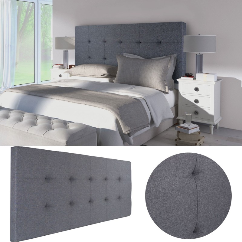 Tête de lit capitonnée en tissu 160×58 cm grise anthracite Tête de lit capitonnée en tissu 160×58 cm grise anthracite