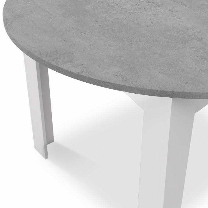 Witte eettafel met rond uitschuifbaar blad met betoneffect voor 4-8 personen - DONA | ID Market