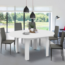 16375 - Tavolo da pranzo rotondo allungabile bianco per 4-8 persone Tavolo da pranzo rotondo allungabile bianco 4-8 persone - DONA | ID Market