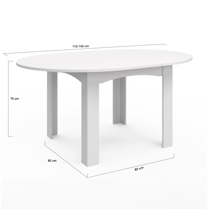 Table à manger blanche extensible ronde 4-8 personnes - DONA | ID Market