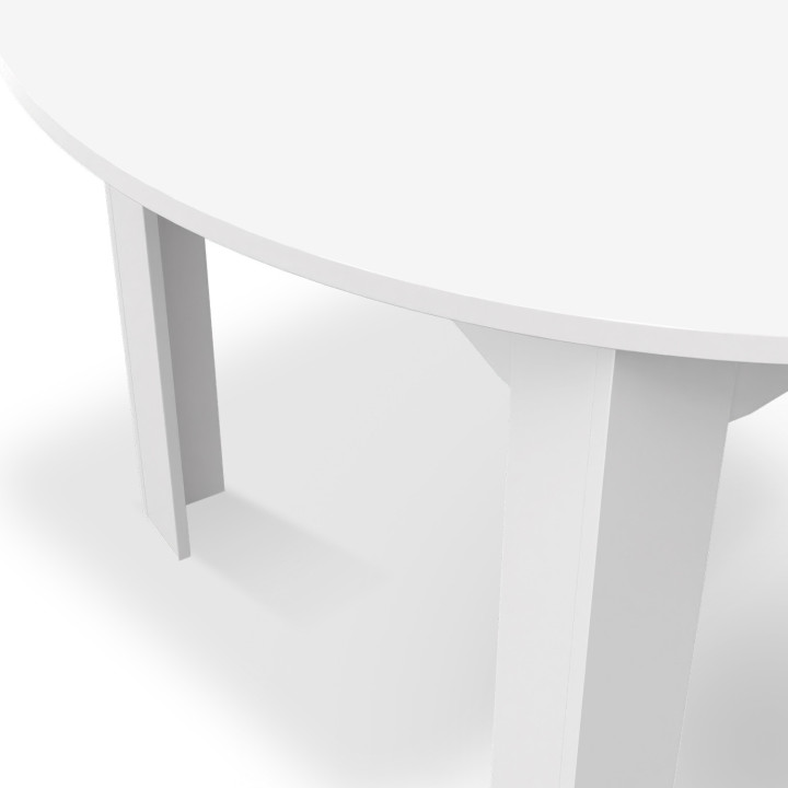 Table à manger blanche extensible ronde 4-8 personnes - DONA | ID Market