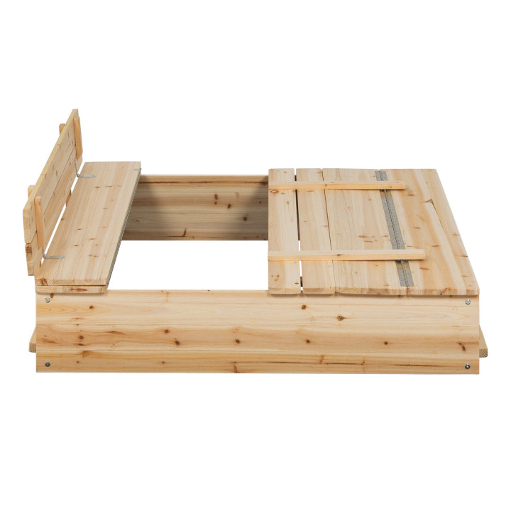 Arenero de madera con 2 bancos y lona protectora - FUNNY | ID Market