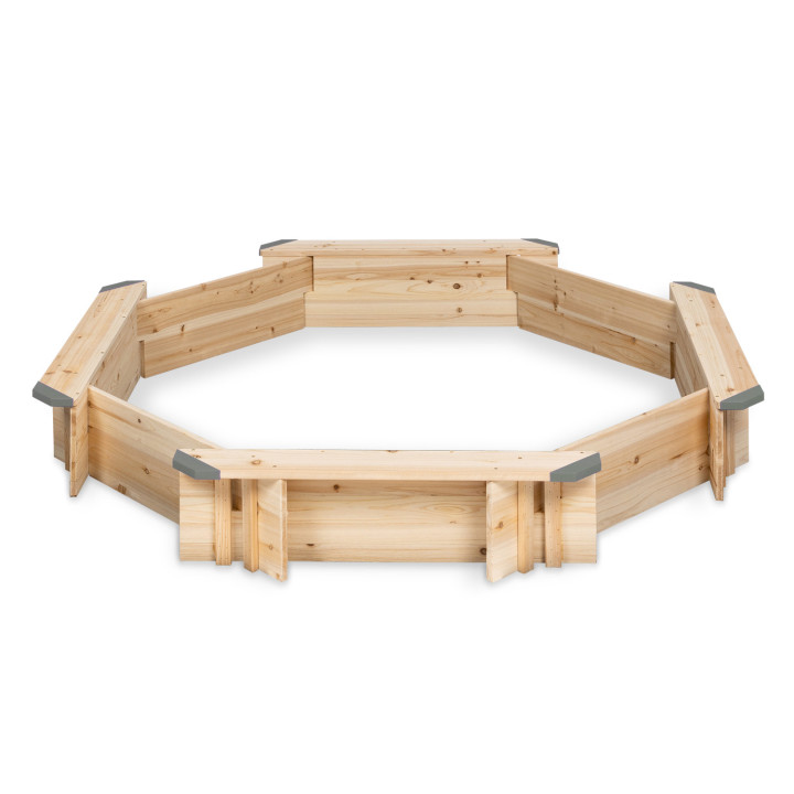 Sabbiera ottagonale in legno con 4 panche e copertura protettiva - TOYS | ID Market