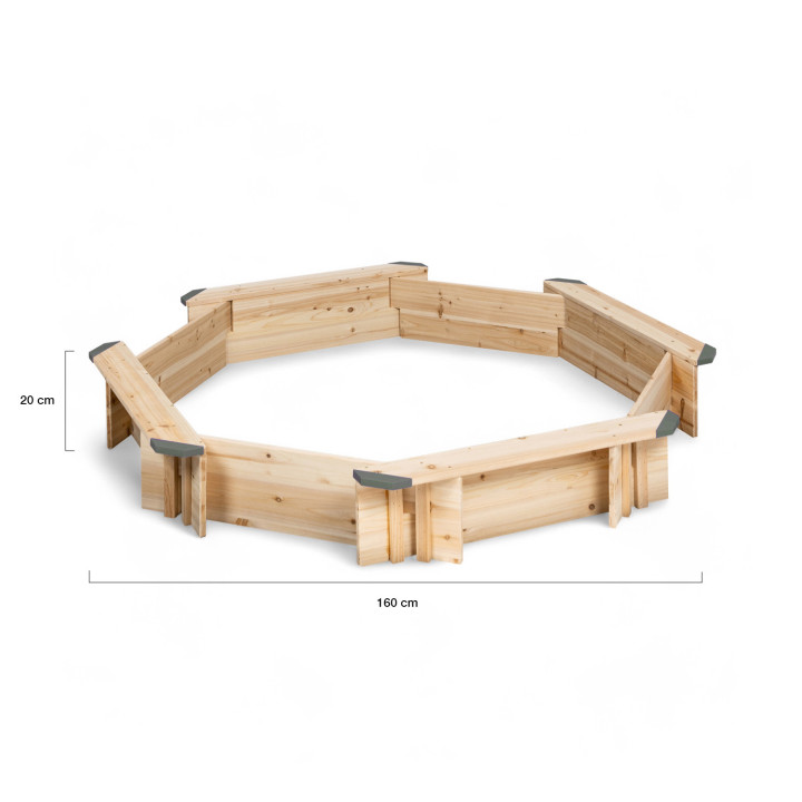 Sabbiera ottagonale in legno con 4 panche e copertura protettiva - TOYS | ID Market