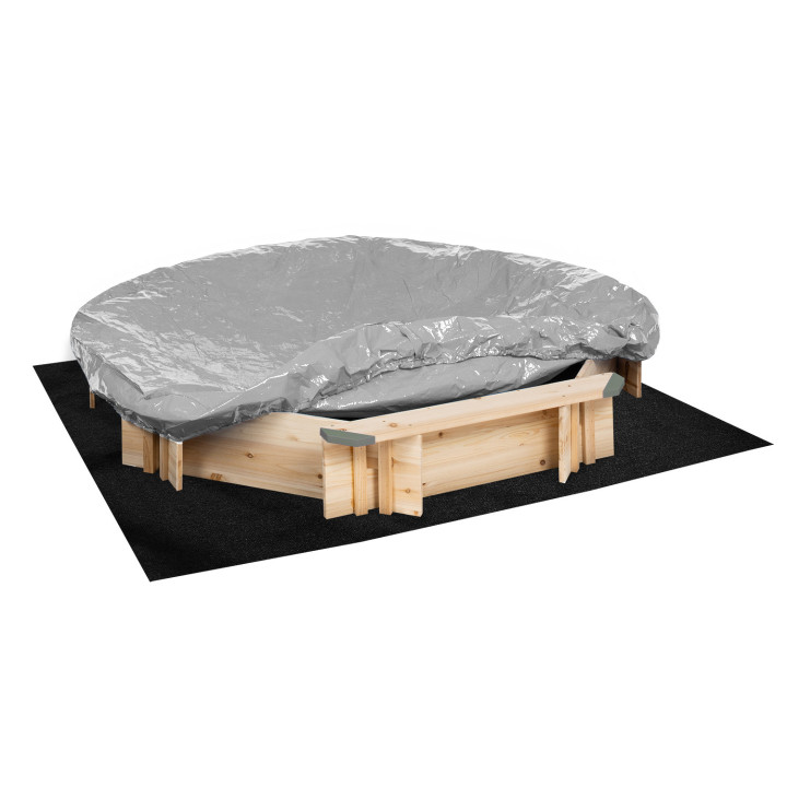 Sabbiera ottagonale in legno con 4 panche e copertura protettiva - TOYS | ID Market