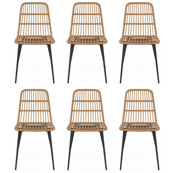Set di mobili da giardino con tavolo in vetro temperato e 6 sedie in rattan - SUMMER | ID Market