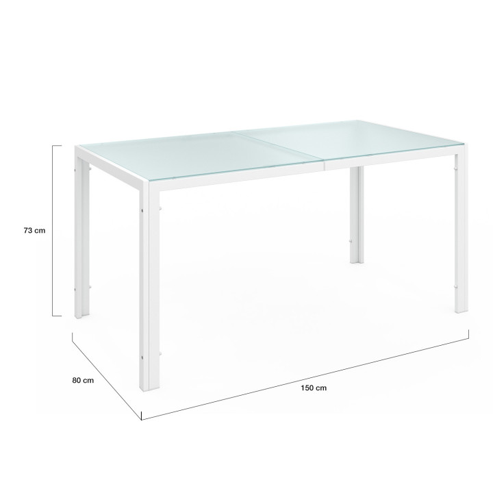 Tuinmeubelset 6 zits tafel 150cm stapelstoelen wit en beige - MADRID | ID Market