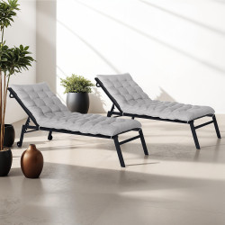 15752 - Kissen Sonnenliege Liegestuhl grau 180 cm Kissen Sonnenliege billig grau - ADAM | ID Market