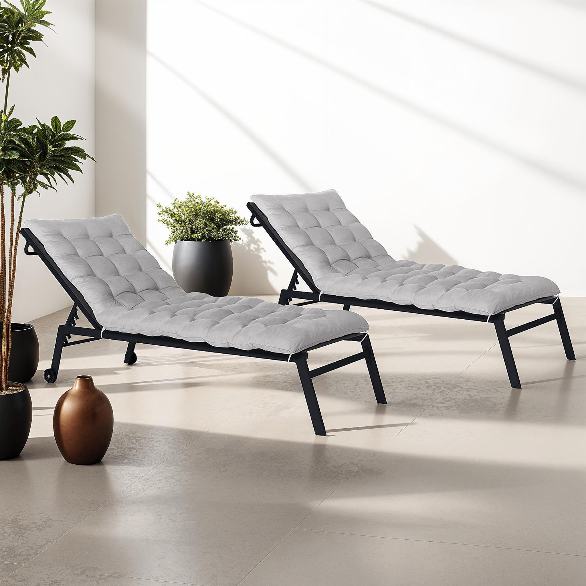 Coussin bain de soleil transat gris 180 cm