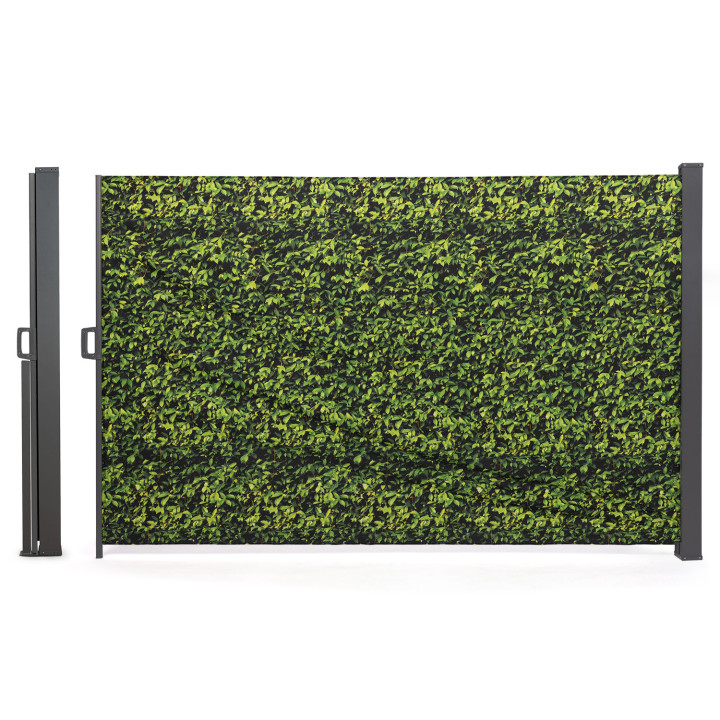 Pantalla plegable retráctil para exterior 180x400cm impresión follaje persiana lateral | ID Market