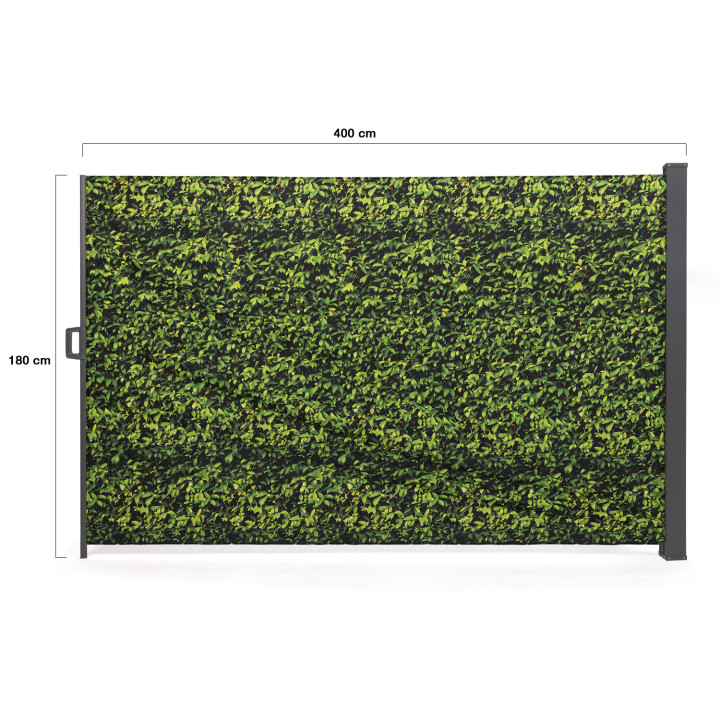 Pantalla plegable retráctil para exterior 180x400cm impresión follaje persiana lateral | ID Market