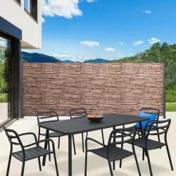 16966 - Openklapbaar kamerscherm 400x180 cm met zijgordijn in steenmotief Openlucht intrekbaar kamerscherm 180x400cm zijgordijn met steenbedrukking | ID Market