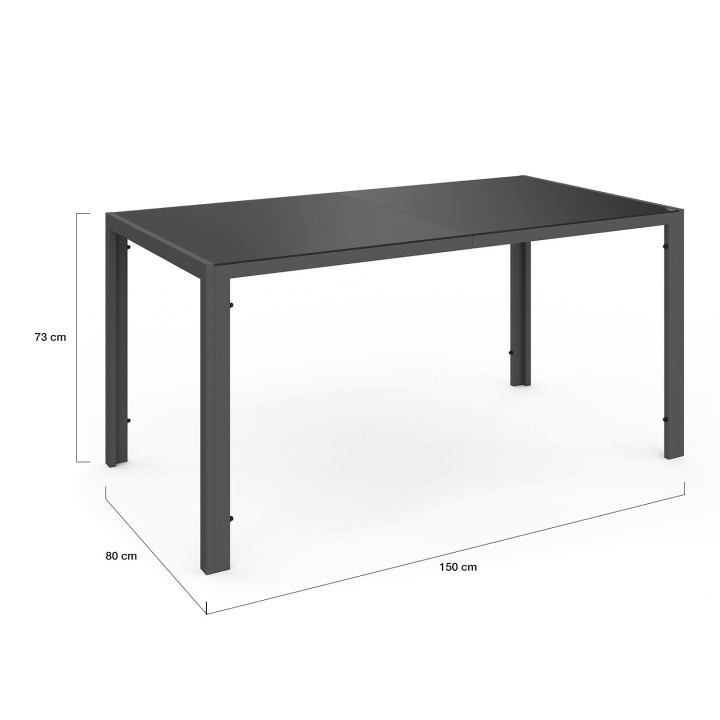 Salon de jardin acier et mix color avec table 150 cm et 6 chaises empilables - MADRID | ID Market