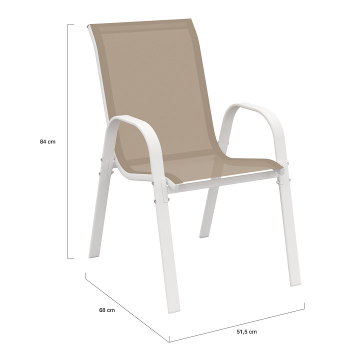 Conjunto de muebles de jardín MADRID mesa extensible 135-270 cm y 12 sillas apilables blanco y beige Conjunto de muebles de jardín MADRID mesa extensible 135-270 cm y 12 sillas apilables blanco y beige