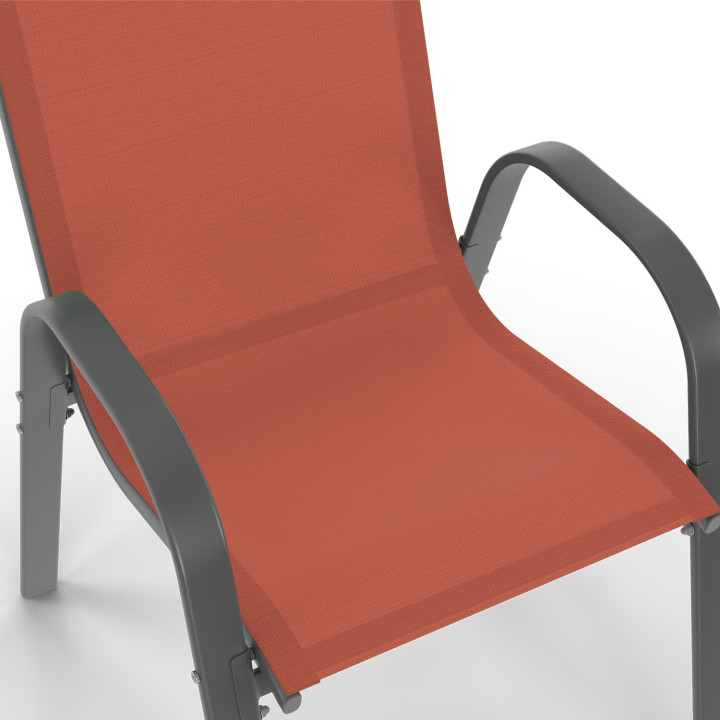 Conjunto de muebles de jardín gris, negro y terracota con mesa de 190 cm y 8 sillas apilables - MADRID | ID Market