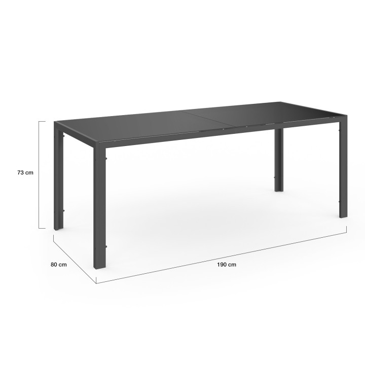 Salon de jardin gris, noir et terracotta avec table 190 cm et 8 chaises empliables - MADRID | ID Market
