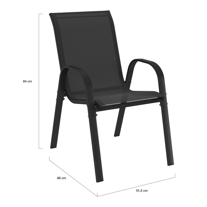 Conjunto de muebles de jardín MADRID mesa extensible 135-270 cm y 12 sillas apilables negro Conjunto de muebles de jardín MADRID mesa extensible 135-270 cm y 12 sillas apilables negro