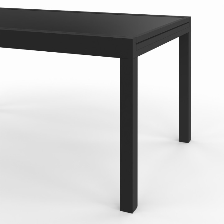 Conjunto de muebles de jardín MADRID mesa extensible 135-270 cm y 12 sillas apilables negro Conjunto de muebles de jardín MADRID mesa extensible 135-270 cm y 12 sillas apilables negro