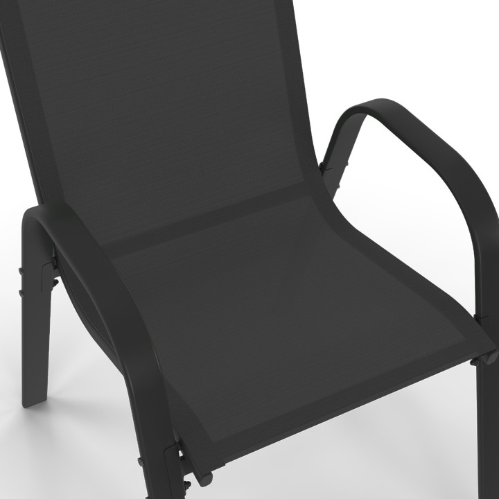 Conjunto de muebles de jardín MADRID mesa extensible 135-270 cm y 12 sillas apilables negro Conjunto de muebles de jardín MADRID mesa extensible 135-270 cm y 12 sillas apilables negro