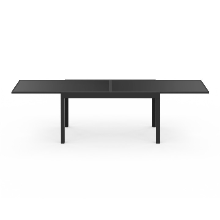 Conjunto de muebles de jardín MADRID mesa extensible 135-270 cm y 12 sillas apilables negro Conjunto de muebles de jardín MADRID mesa extensible 135-270 cm y 12 sillas apilables negro