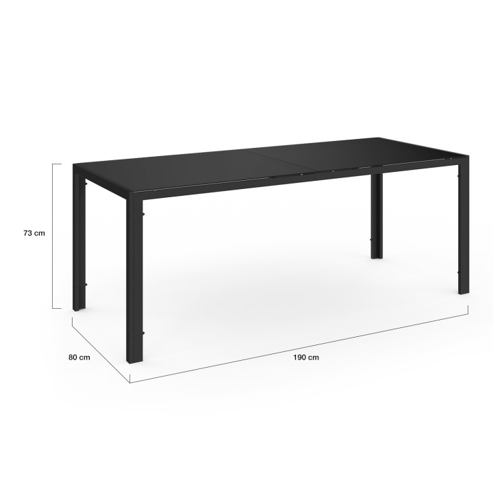 Tuinmeubelset, tafel en stoelen, 8 zits, zwart - MADRID | ID Market