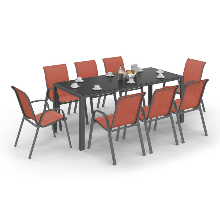 Tuinmeubelset, tafel en stoelen, 8 zits, terracotta - MADRID | ID Market